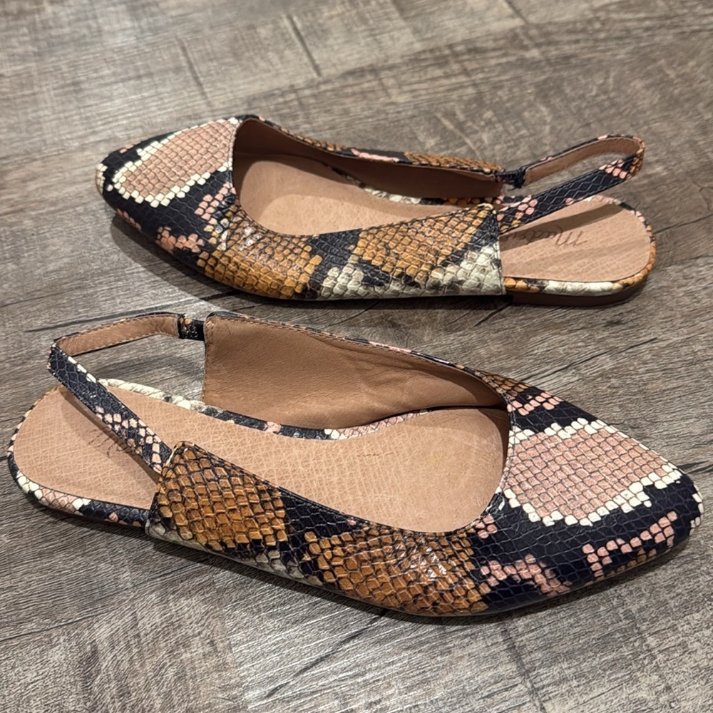 Madewell - The Margot Slingback Flat in Snake Embossed Leather - Size 5.5